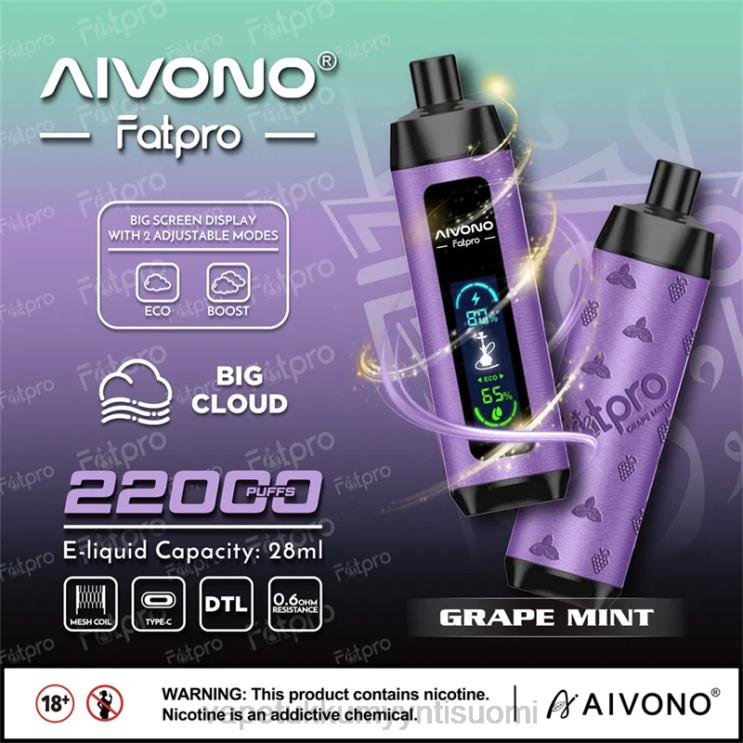 Vape Tukkumyynti Suomi - Aivono Fatpro 22000 rypäleminttu 2R4J22