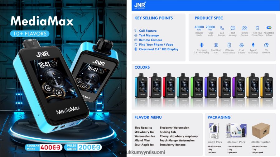 JNR MediaMax 40k puffi FLVX6Z19 miami minttu vape coil wholesale